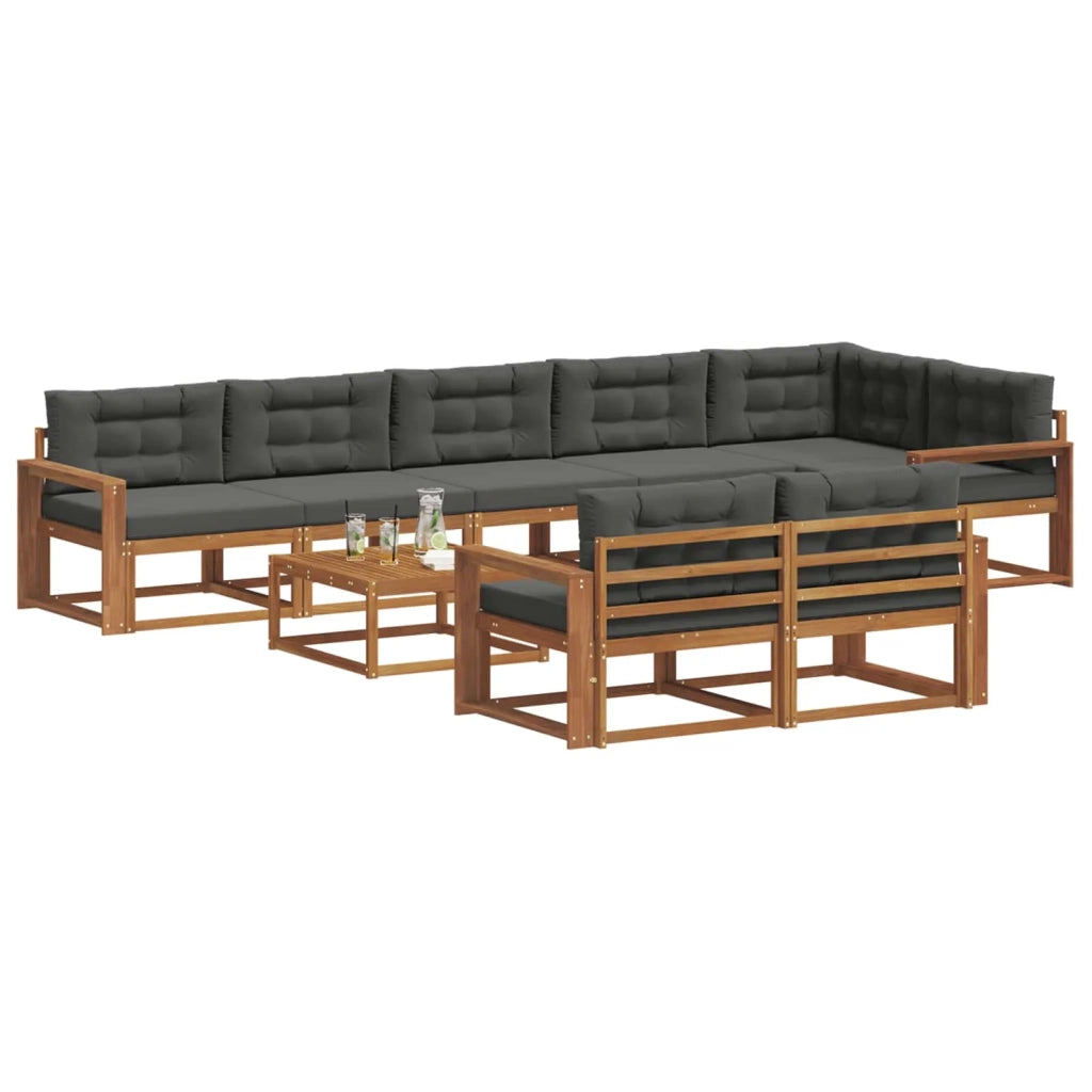 Set di divani da esterno con cuscino 9 pcs Naturale e Antracite