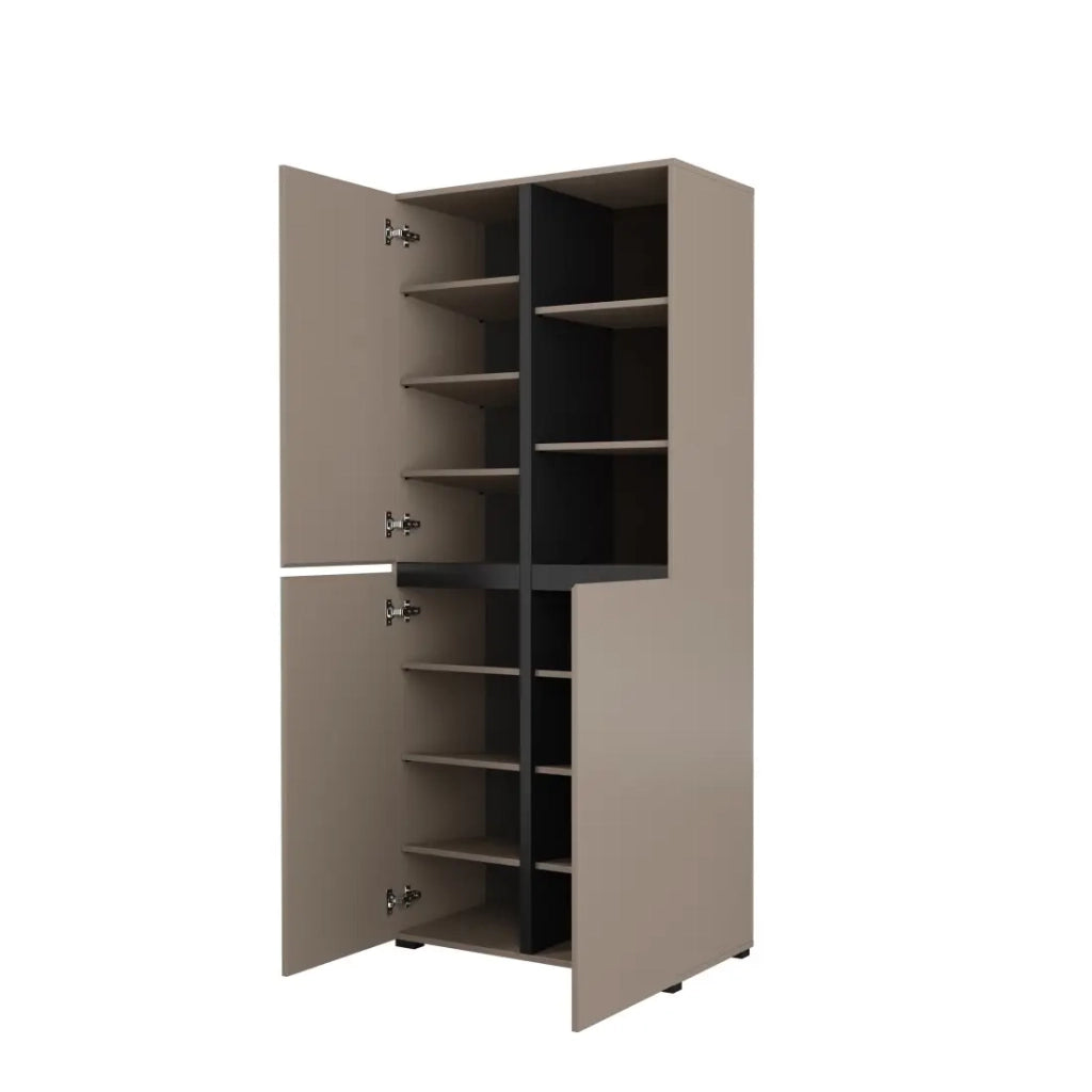 Set di 4 mobili collezione HAVANA color beige e nero. Mobile TV XL, vetrina, tavolino, scaffale