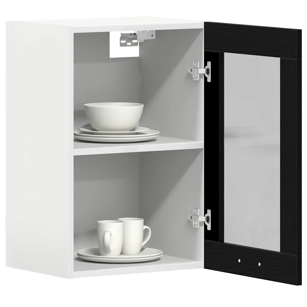 Mobile pensile in vetro rovere Nero 40x31x60 cm in Legno Multistrato 863139