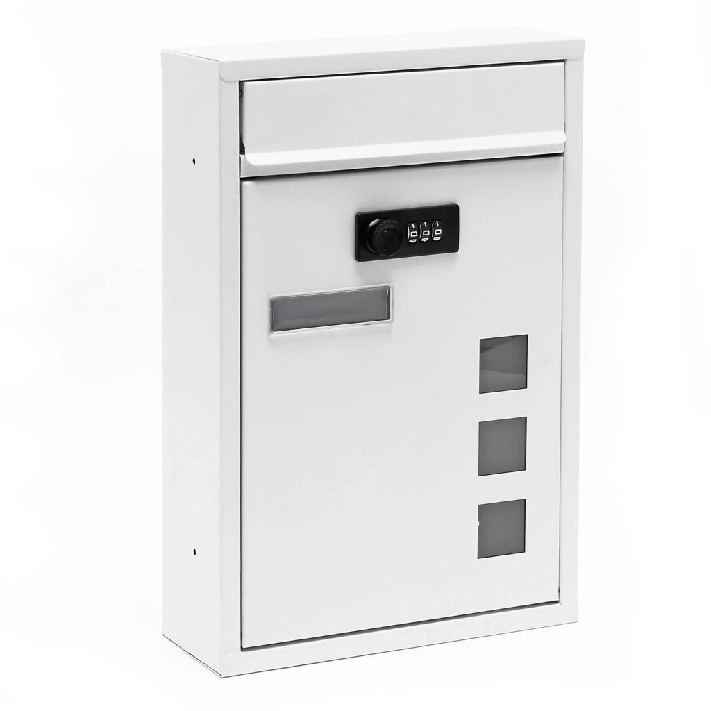 Cassetta postale da parete dal design moderno con serratura a combinazione acciaio zincato bianco 16_0000066