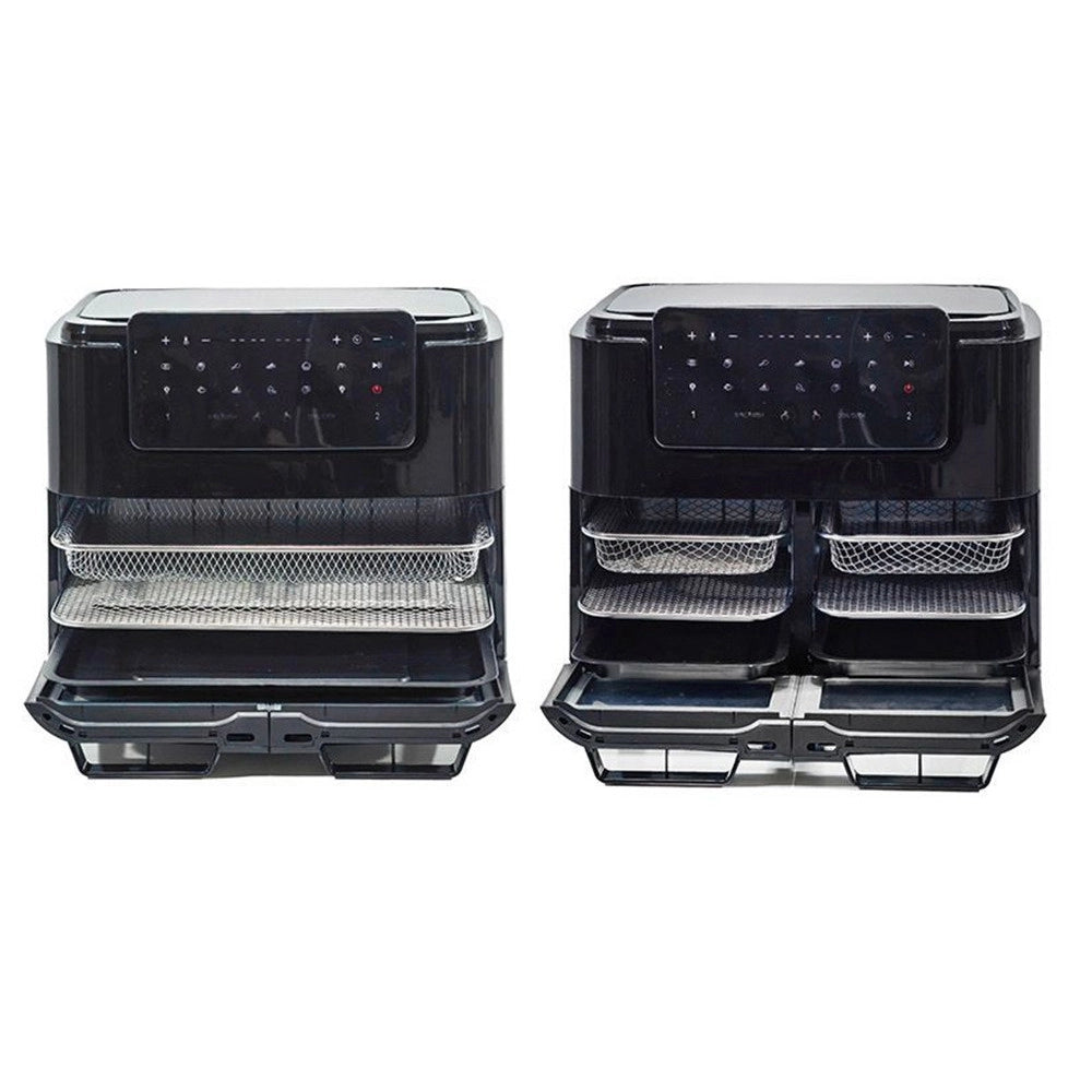 Trade Shop - Forno + Friggitrice Ad Aria Multifunzione Con Doppio Secchio Staccabile 12lt 2600w -