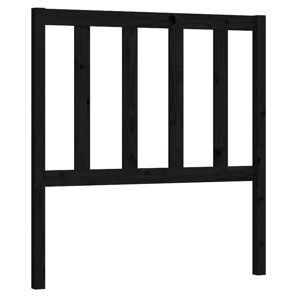 Testiera | Testata per Letto Nera 96x4x100 cm in Legno Massello di Pino
