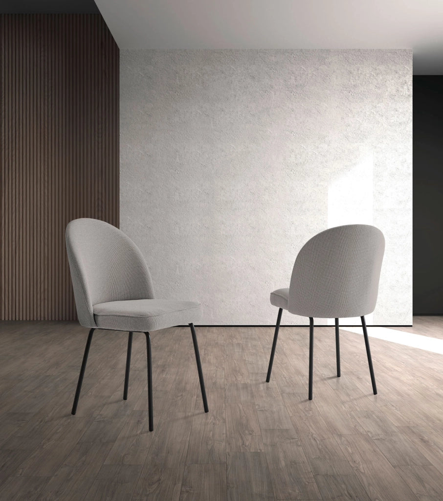 Set 2 sedie da pranzo Hispanohogar ferro e tessuto grigio 86×50×54 cm