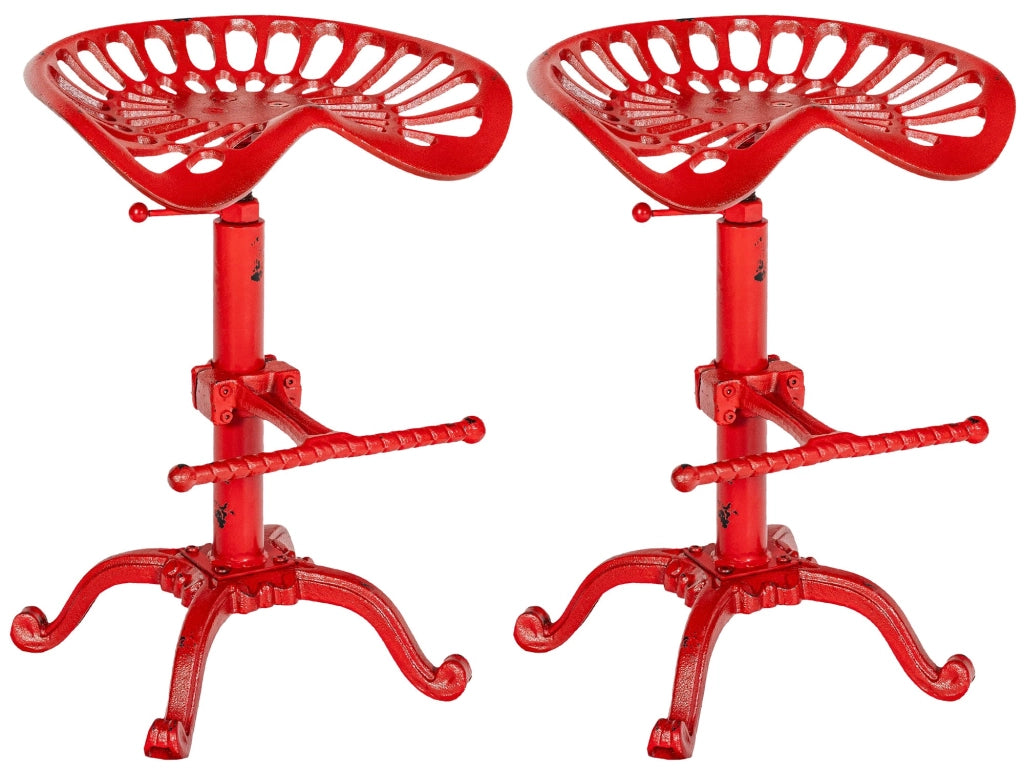 Set 2 Sgabelli Bar industriali Butch In Ghisa rosso
