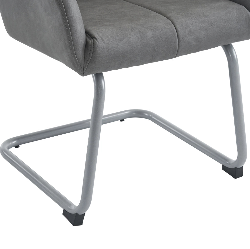 Set di 2 sedie da pranzo con braccioli integrati ergonomiche in pelle grigio
