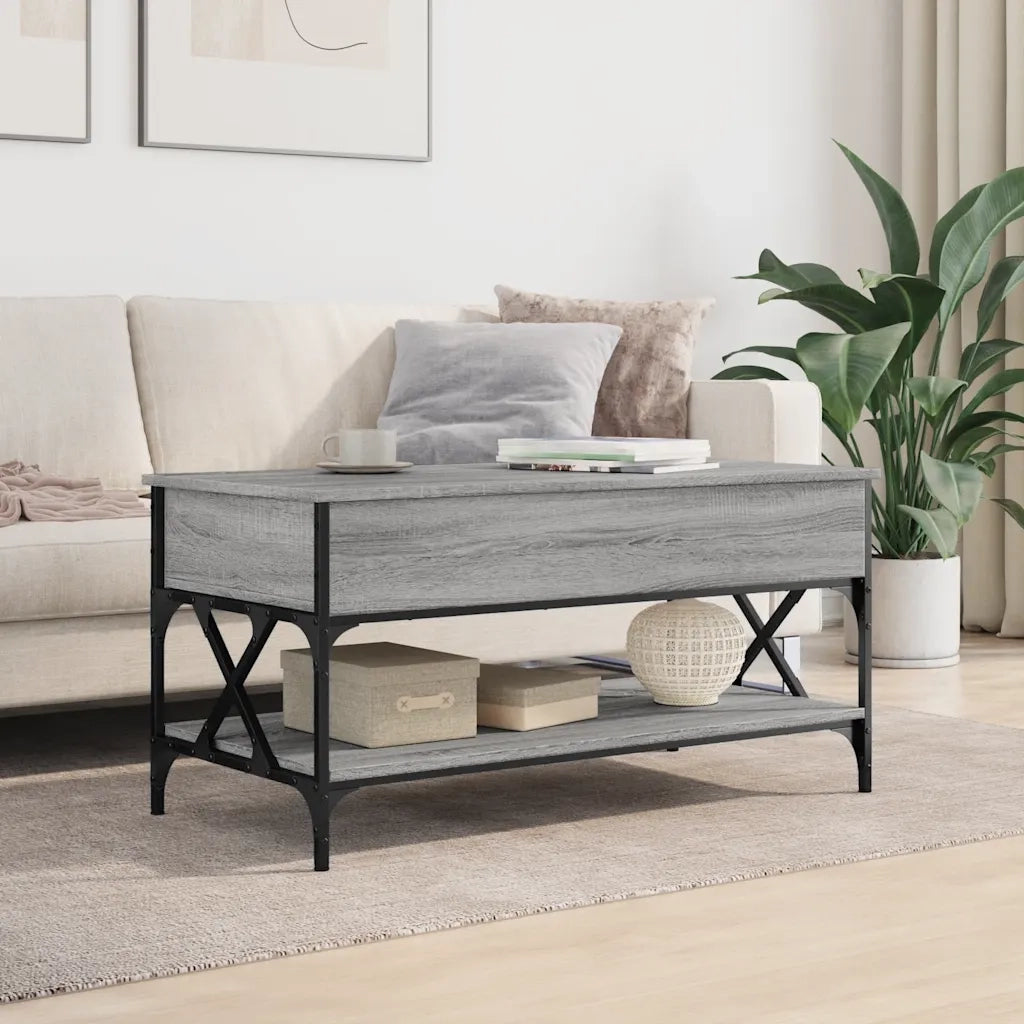 vidaXL Tavolino Salotto Grigio Sonoma 100x50x50 cm Multistrato Metallo