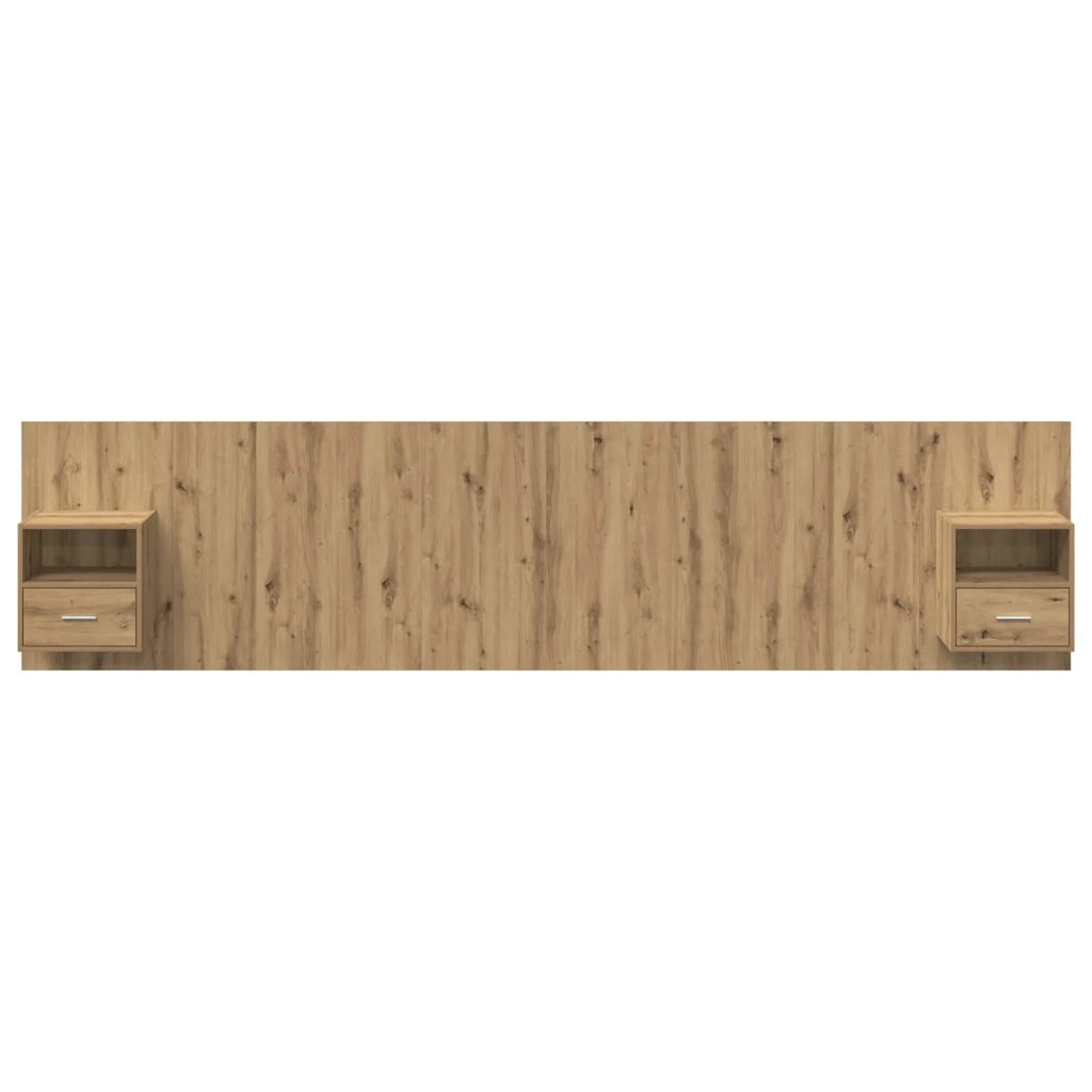 Testata con Comodino 3 pz-Set di 3 Testiera con Contenitore Rovere artigianale Legno multistrato 656716