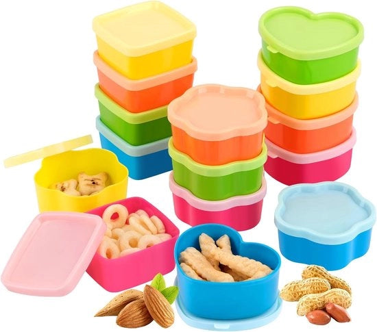 Set di contenitori per alimenti in plastica, 15 pezzi, piccola con coperchio, set di contenitori per alimenti riutilizzabili in plastica, piccoli contenitori per alimenti per frutta, salse, cucina, A