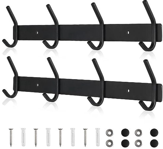 Due hanger per capo da 43 cm a 40 kg con ganci di fissaggio in acciaio inossidabile, capotasto a 4 ganci, hanger per bagno, porta, corridoio