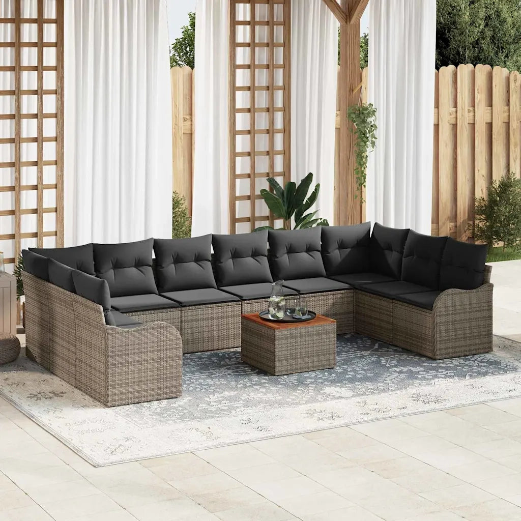 Set Divano da Giardino 11 pcs Grigio polyrattan 3356172