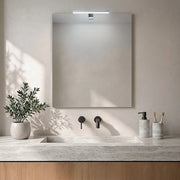 Specchio bagno 60x70 cm reversibile con lampada a luce LED fredda