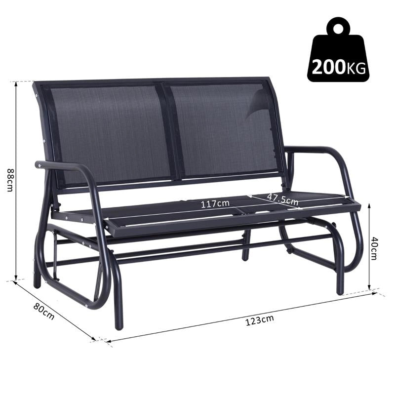 PANCHINA A DONDOLO BIPOSTO IN METALLO 123 X 70 X 87 CM NERA