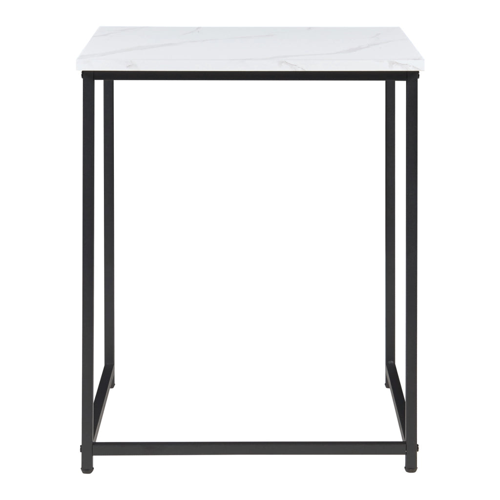 Set Trollhättan di 3 Tavolini Sovrapponibili con Piani Quadrati - Effetto Marmo Bianco [en.casa]