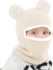 Muffa per Bambini con Orecchini, Beanie Calda per Ragazzi e Ragazze in Colore Beige