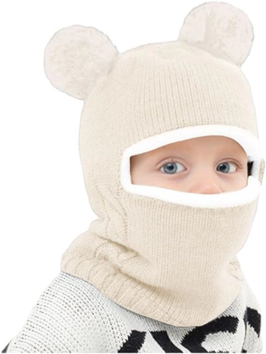 Muffa per Bambini con Orecchini, Beanie Calda per Ragazzi e Ragazze in Colore Beige