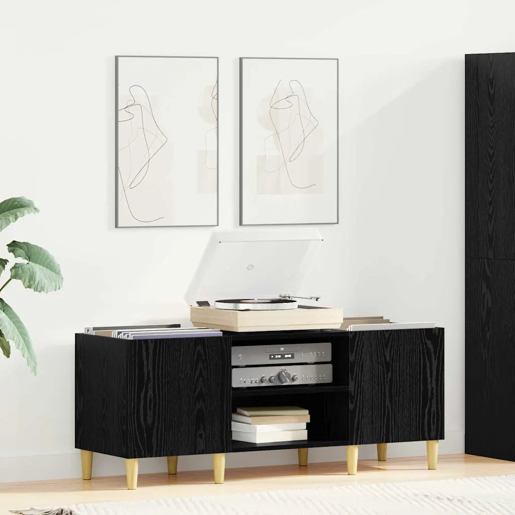 Mobile porta vinili Rovere Nero 121 x 38 x 48 cm