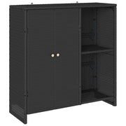 Mobile contenitore rettangolare moderno per soggiorno 100 x 36 x 102 cm pratico ed elegante in rattan nero 02_0058054