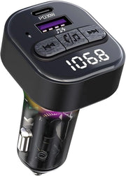 Radio Bluetooth per Auto con Caricatore Rapido, Ricevitore Bluetooth, Trasmettitore FM, Accendisigari con Caricatore Rapido