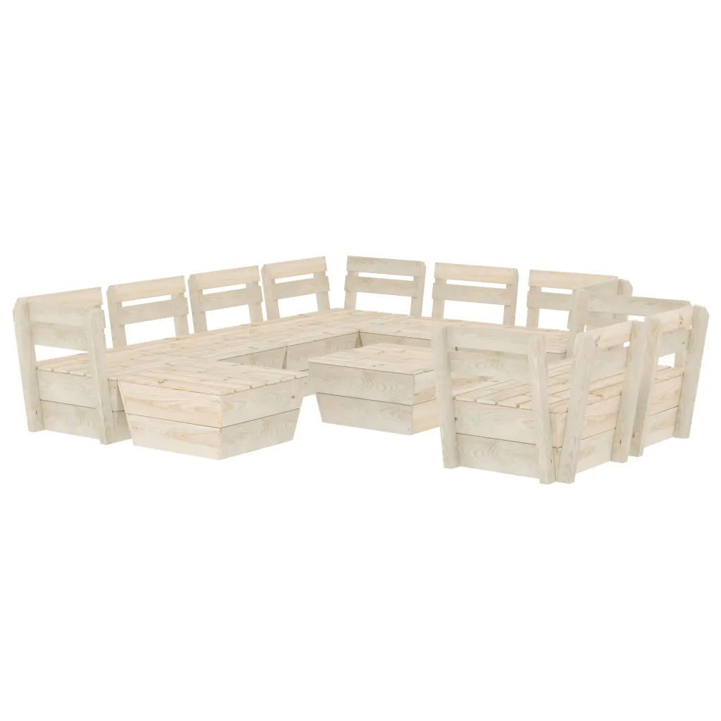 Set Divani da Giardino su Pallet 10 pz in Legno Abete Impregnato 3063732