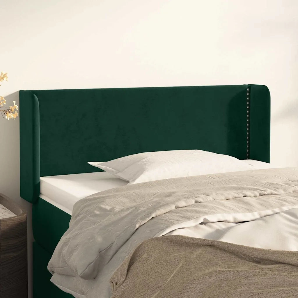 Testiera | Testata ad Orecchio Verde Scuro 103x16x78/88 cm in Velluto