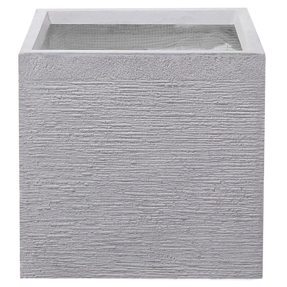 Vaso per piante fioriera in fibra di argilla grigio chiaro solida quadrata 40 x 38 cm resistente ai raggi UV
