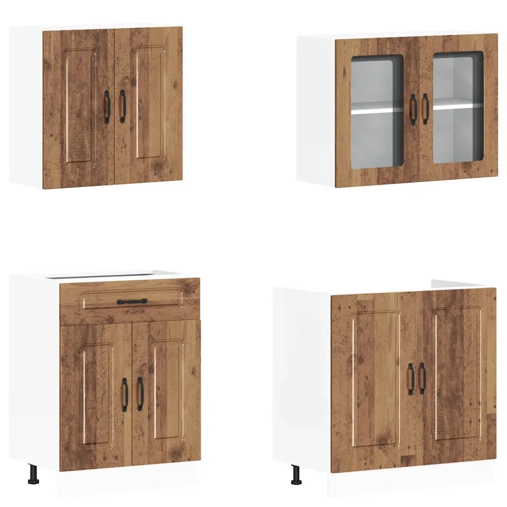 Set Mobili da Cucina 4 pz Kalmar Legno Vecchio in Truciolato 3314859