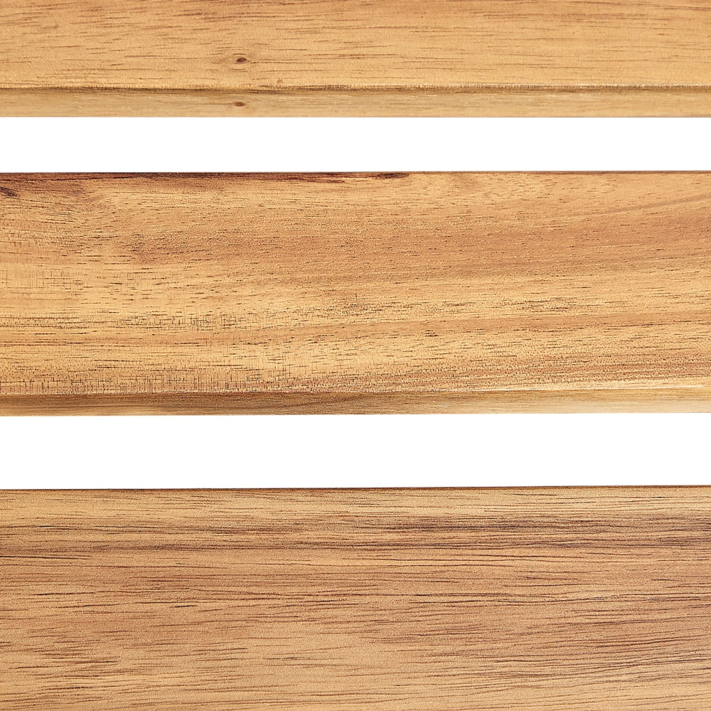 Lettino da sole in legno di acacia chiaro  Cuscino Bianco Design a doghe Pieghevole Caratteristica Forma curva Giardino Patio Balcone