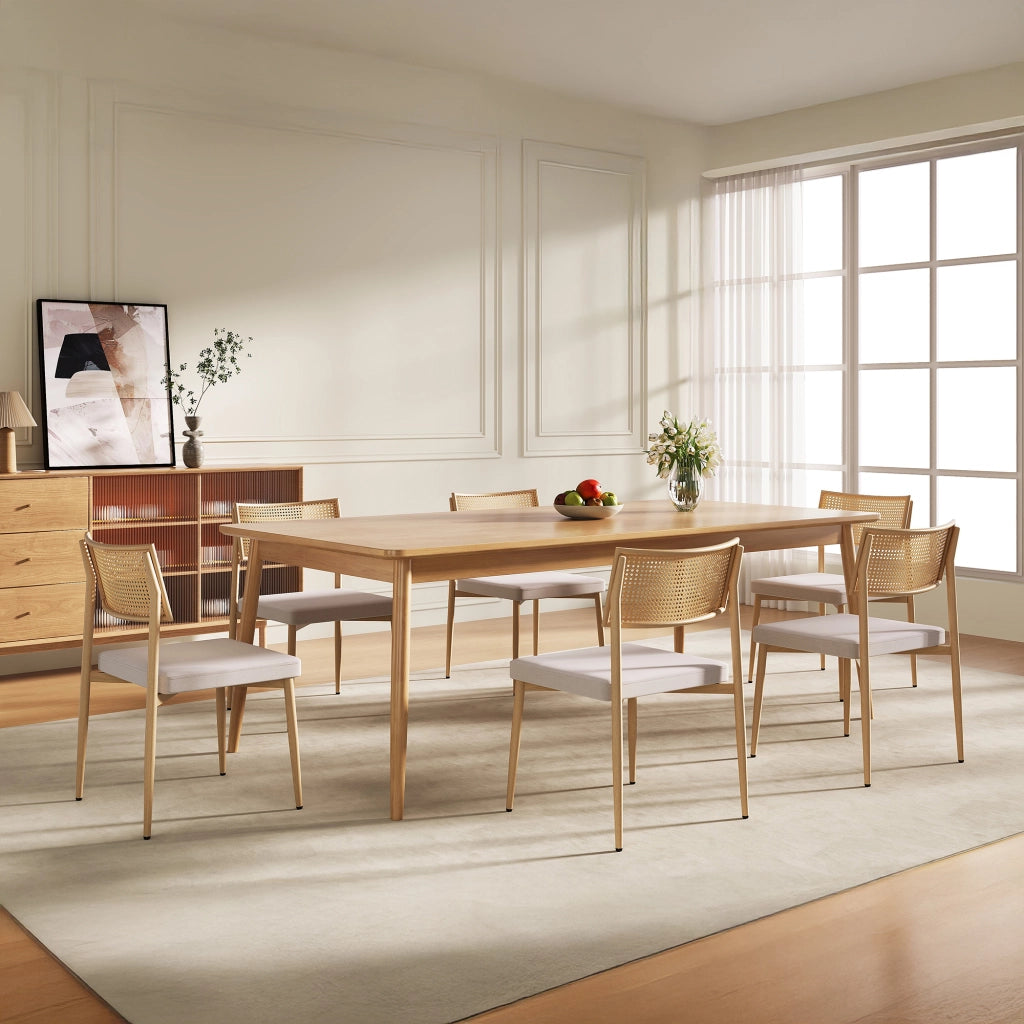 Set di 2 Sedie Jördfjok da Sala Pranzo Imbottite con Schienale Effetto Rattan / Beige [en.casa]