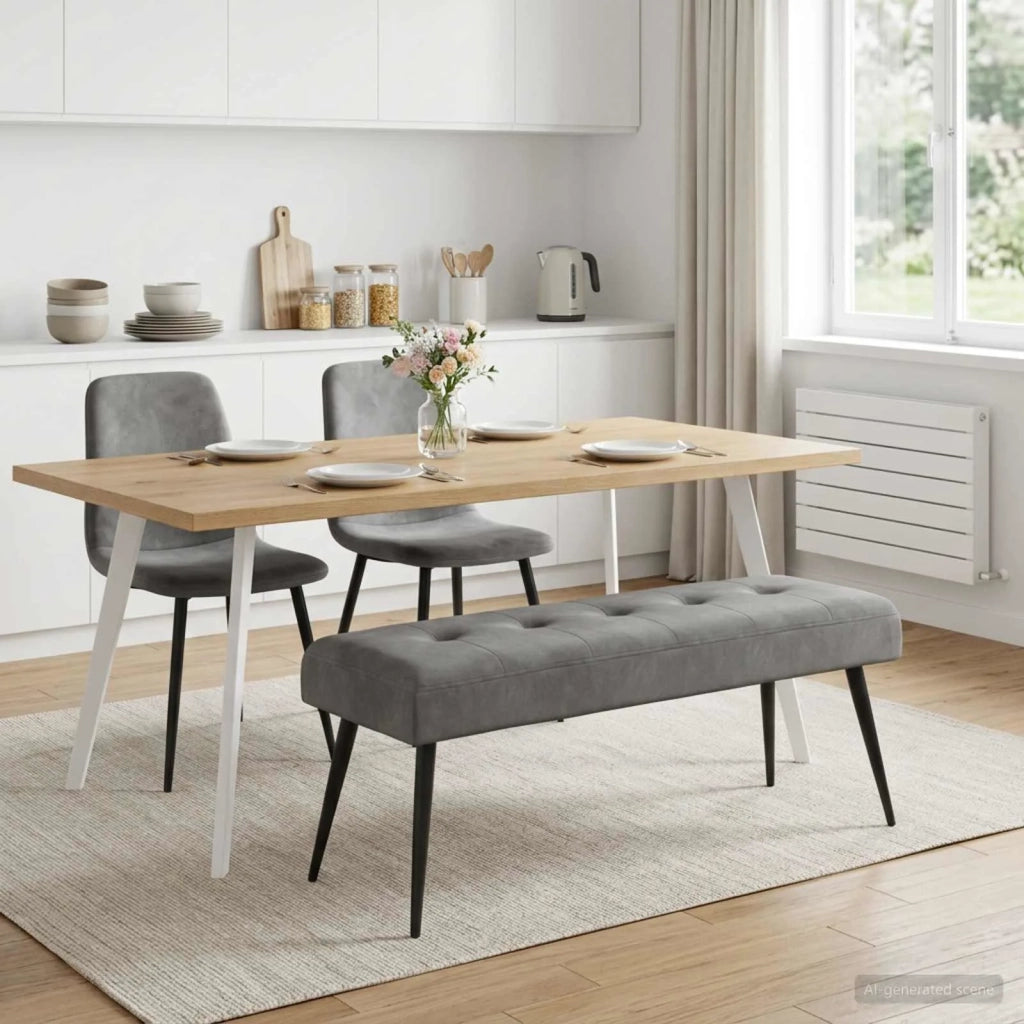 Panchina con bottoni imbottiti Grigio Scuro 110 x 40 x 46 cm 42038530