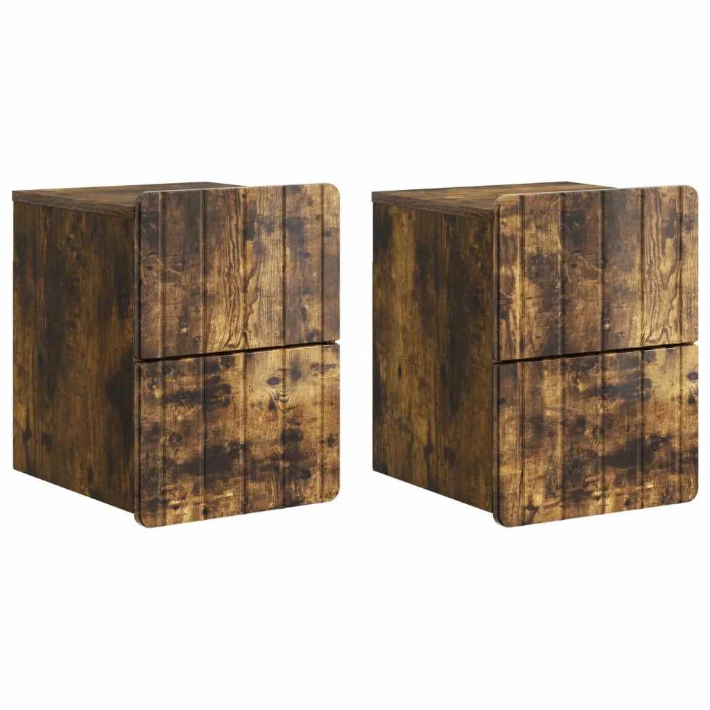 Mobiletto da notte a muro 2 pcs Rovere Fumo 33 x 34,5 x 43 cm 898306