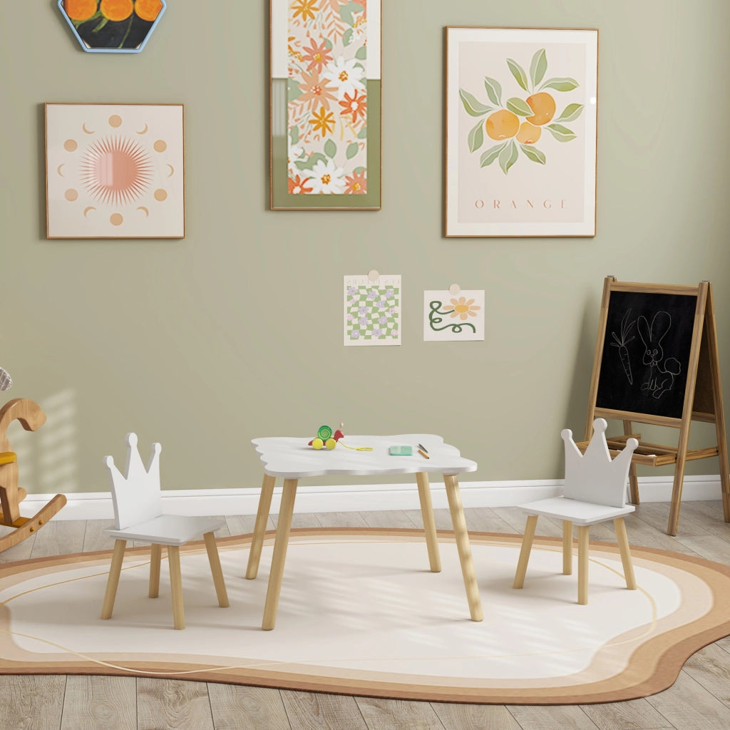 Tavolo Bambini con 2 Sedie ¨C zephmum ¨C 60x60x44 cm Bianco e Legno