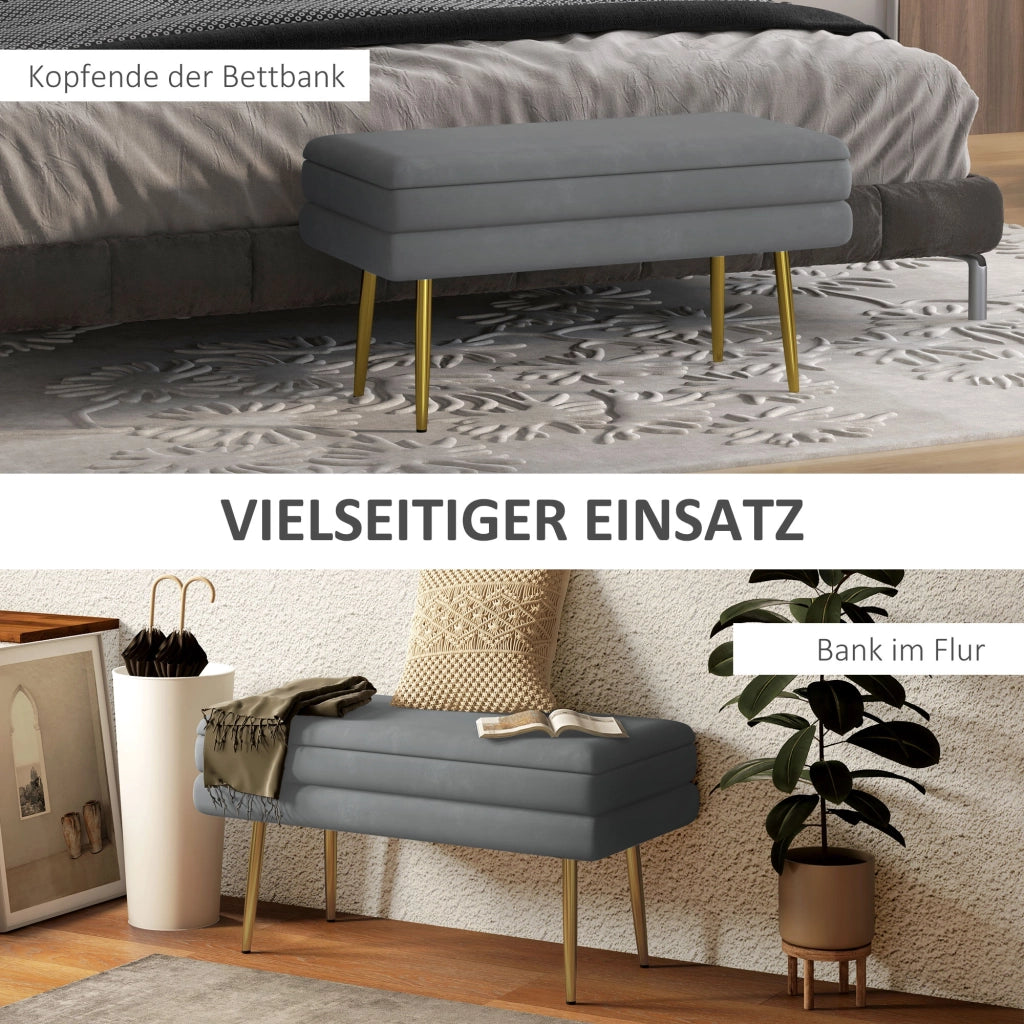 Divanetto con cassetti in metallo grigio scuro ¨C zephmum ¨C 79,5x37,5x43 cm