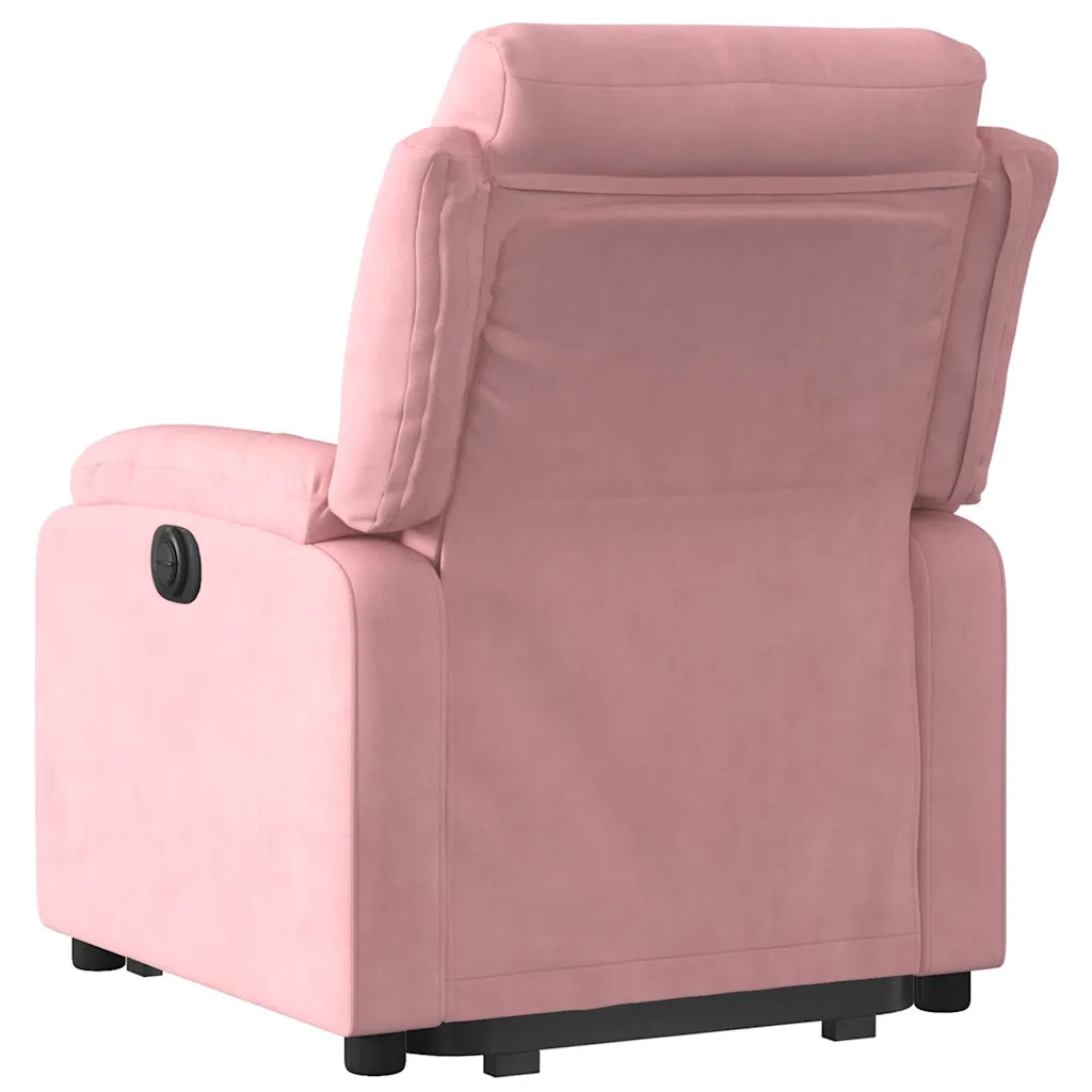 Poltrona Alzapersona Reclinabile Elettrica Rosa in Velluto 3205118