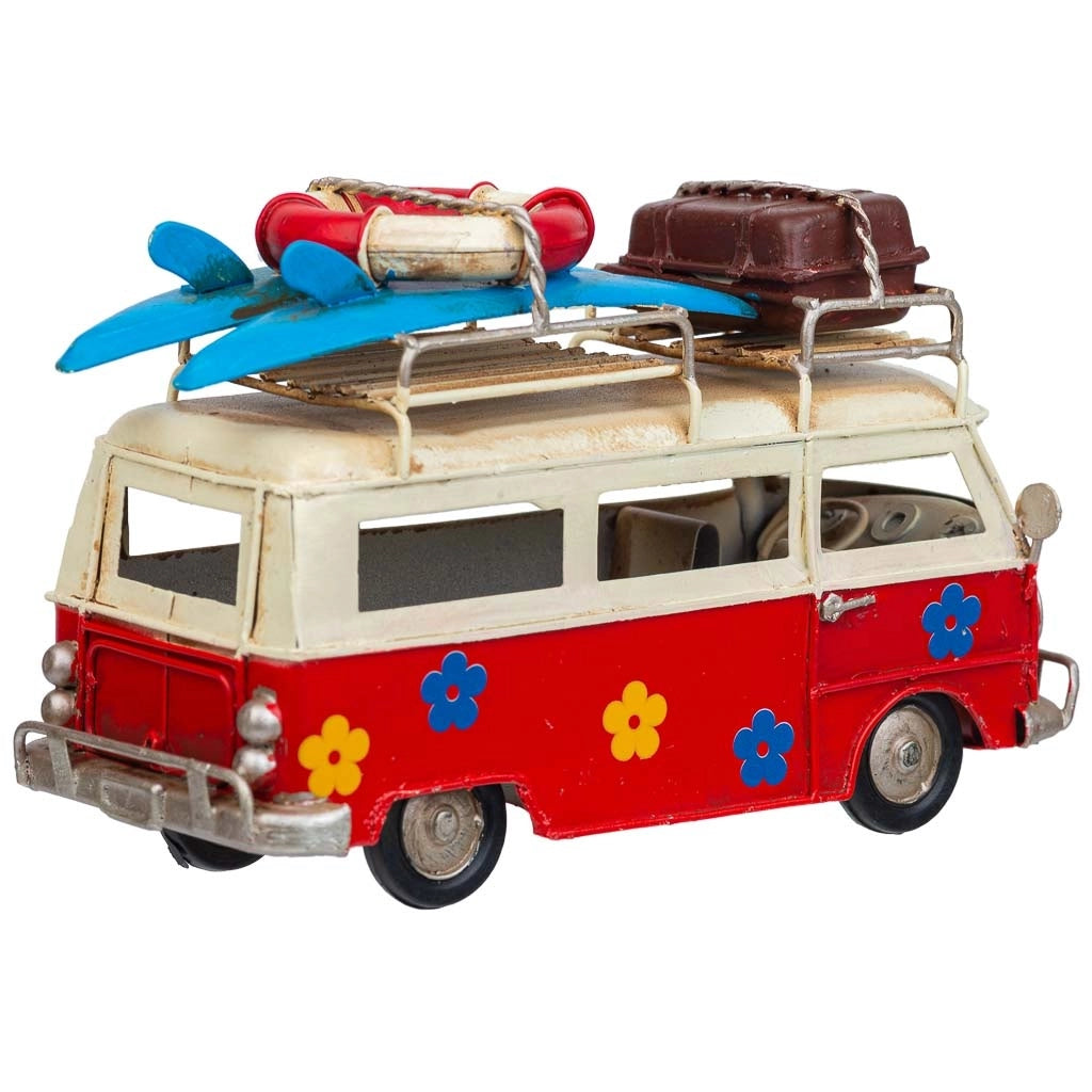 Autobus in metallo rosso 17x7,5x10,5h