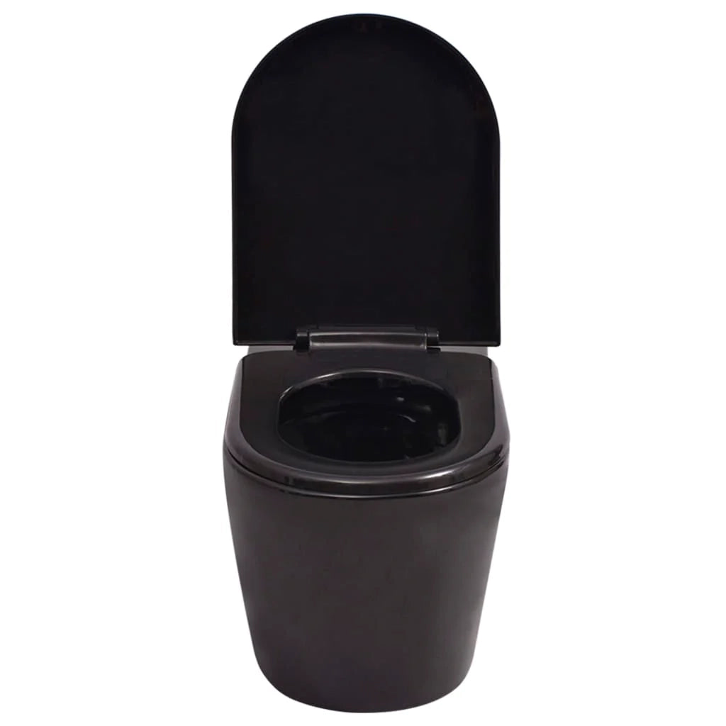 Wc sospeso con cassetta nascosta bagno guardaroba casa risparmio idrico piedini regolabili in altezza ceramica nera 02_0003581