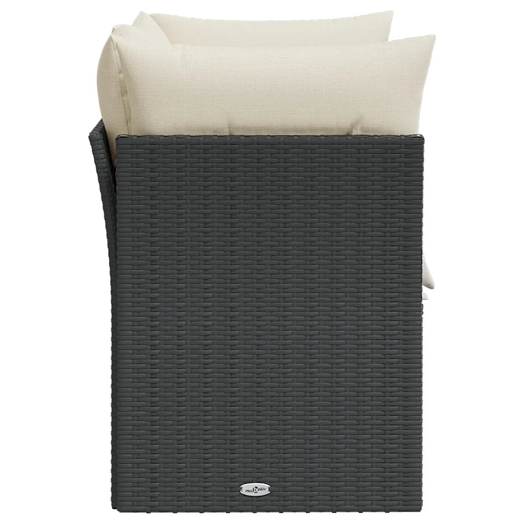 Divano da Giardino con Cuscini a 2 Posti-Sofa da Giardino-Divano da esterno Nero in Polyrattan 515387