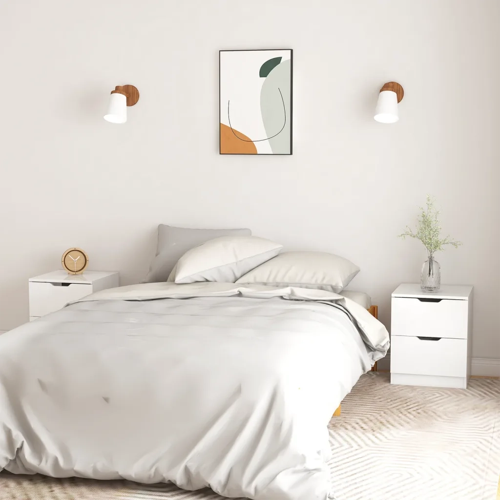 Comodini 2 pz Bianco Lucido 40x40x50 cm in Legno Multistrato 326736