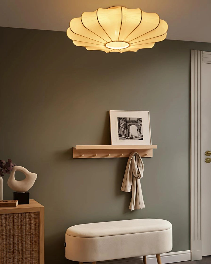Lampada a sospensione con base in ferro bianco e paralume in tessuto Stile scandinavo Luce d'atmosfera Bianca