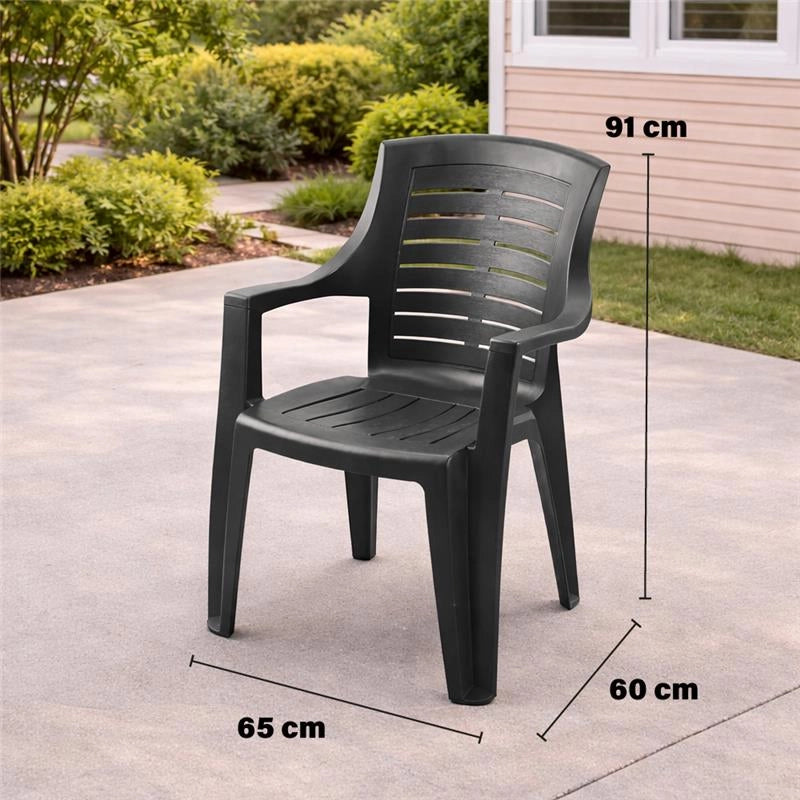 MAURY'S SET 4 SEDIE GINEVRA IN RESINA IMPILABILE ANTRACITE 91 X 60 X 55 CM