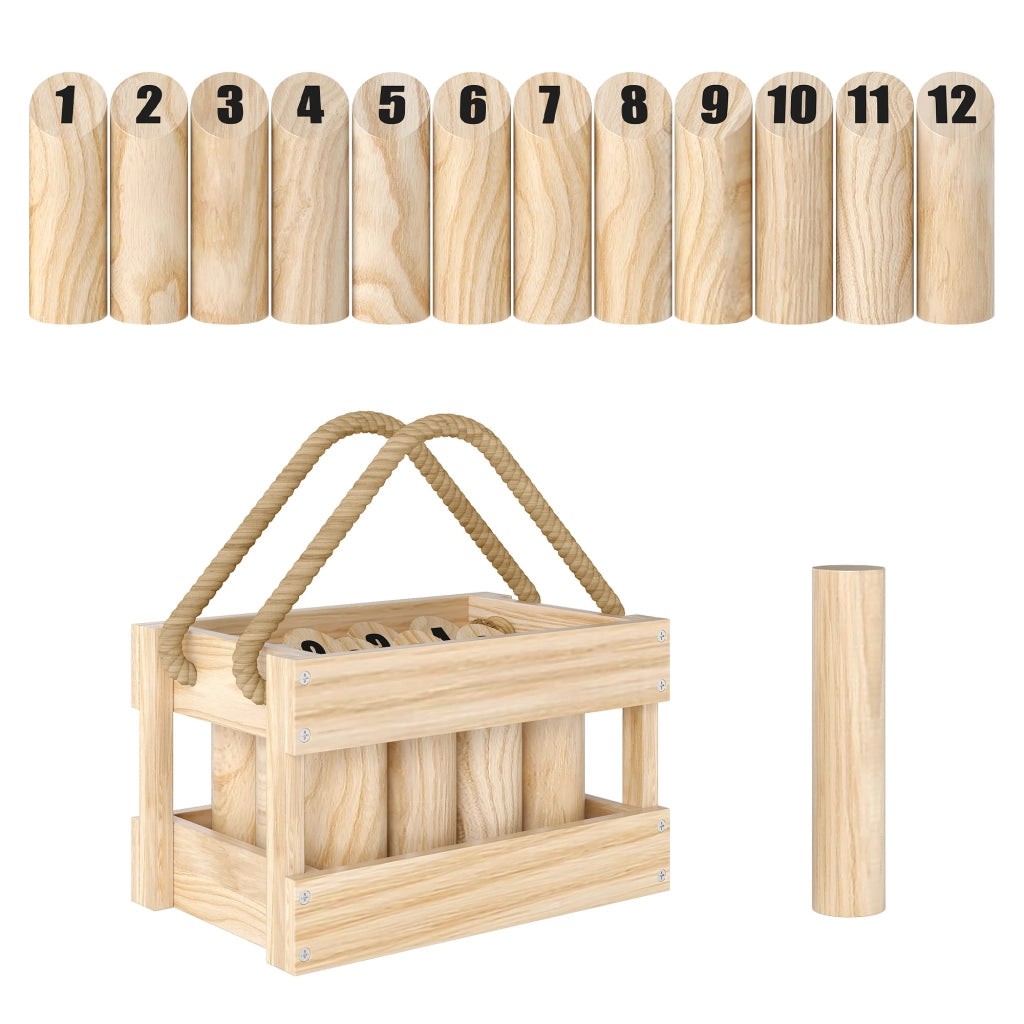 Gioco Bowling Finlandese ¨C Xylo ¨C Legno Pino 12 Birilli Outdoor con Custodia