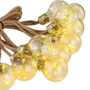 Catenarie per esterno con filo in corda e pannello solare con 20 bulbi