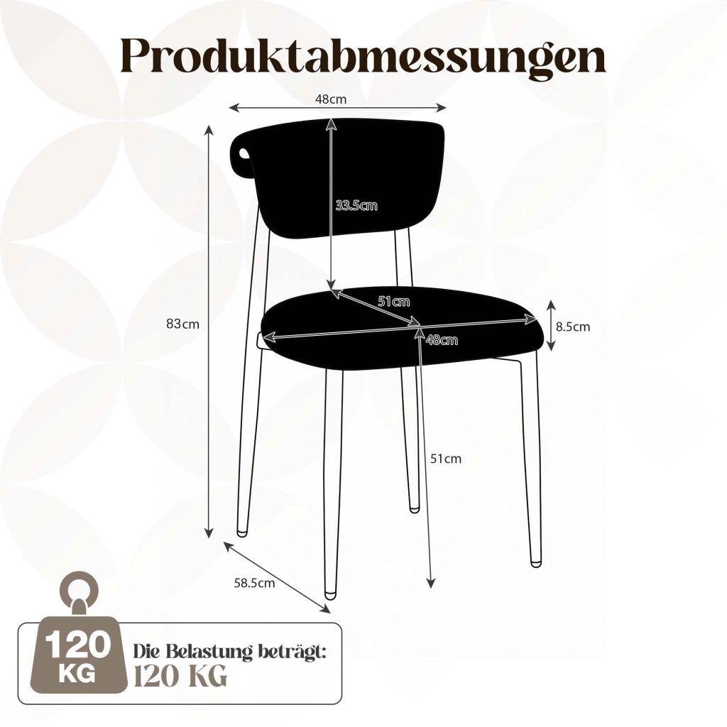 Sedie da Pranzo Imbottite Senza Braccioli con Schienale Curvo ¨C MINIMAL ¨C Set 4 Pezzi