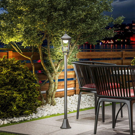 Lampione da Giardino con 6h Autonomia e Ancoraggio a Terra 15x15x127 cm in ABS e Policarbonato Nero