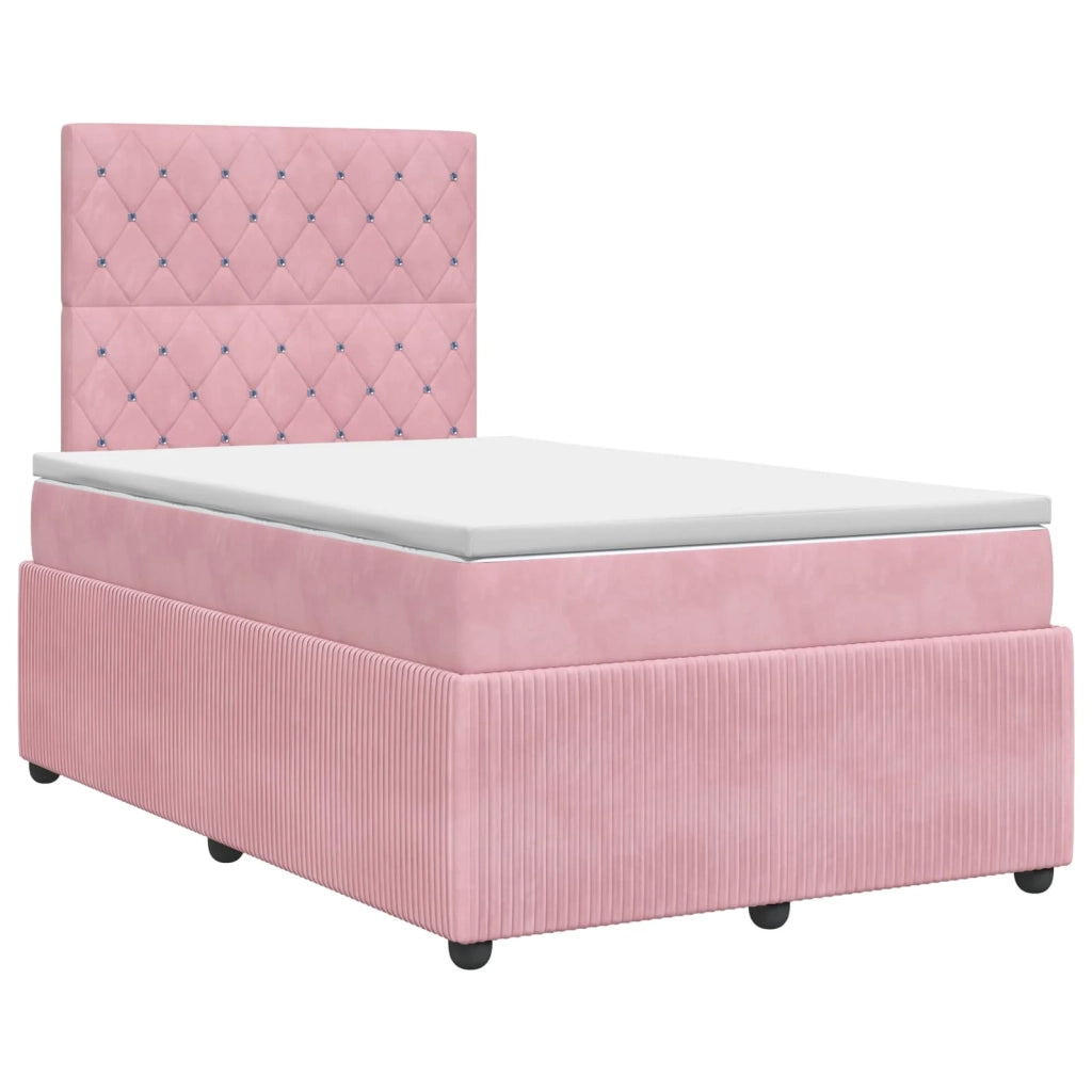 Letto box spring con materasso Rosa 120 x 200 cm Velluto 3454582