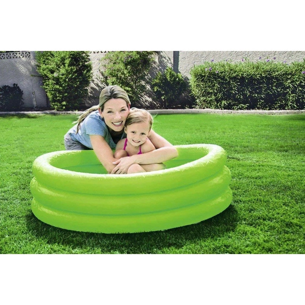 Trade Shop - Piscina Gonfiabile Tinta Unita Effetto Ghiaccio 3 Anelli Giardino 102x25cm 51024 -