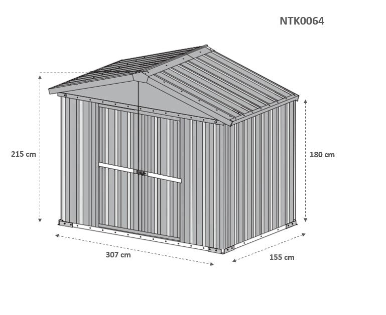 Box attrezzi casetta giardino in Acciaio Zincato 327x155cm x h2.15m - 114KG - 5.06mq - BIANCO