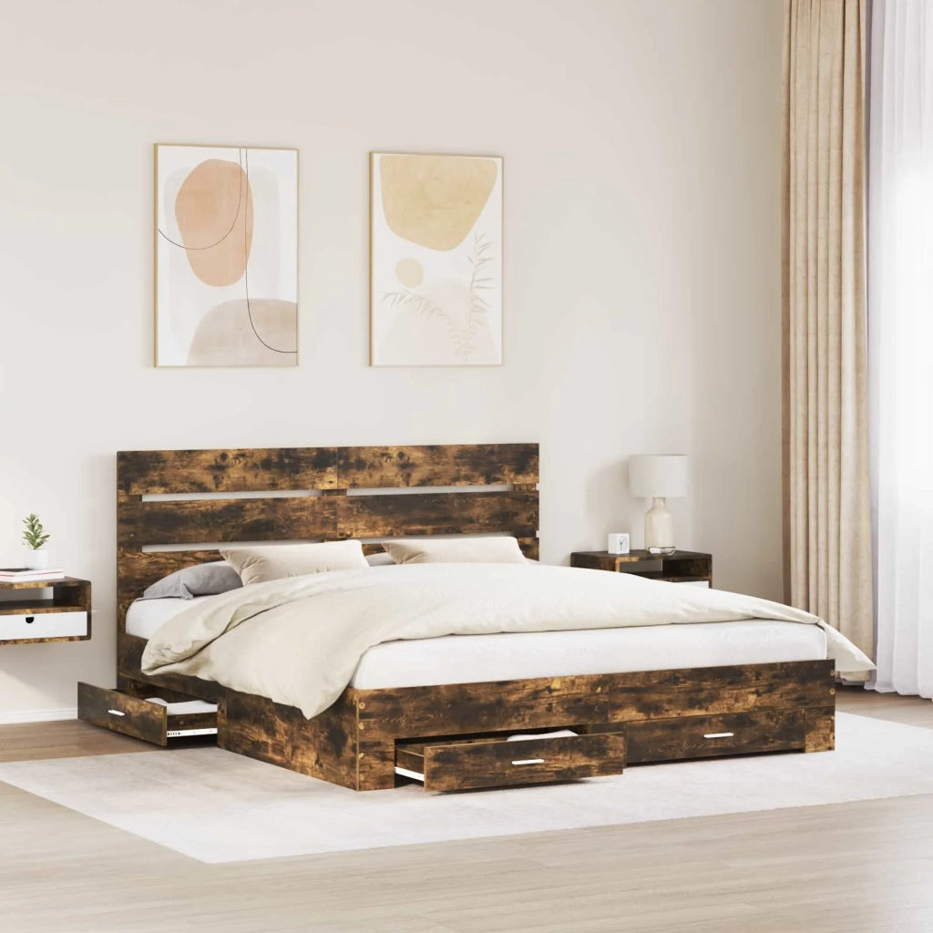 Struttura del letto Rovere fumé 200 x 200 cm Legno multistrato