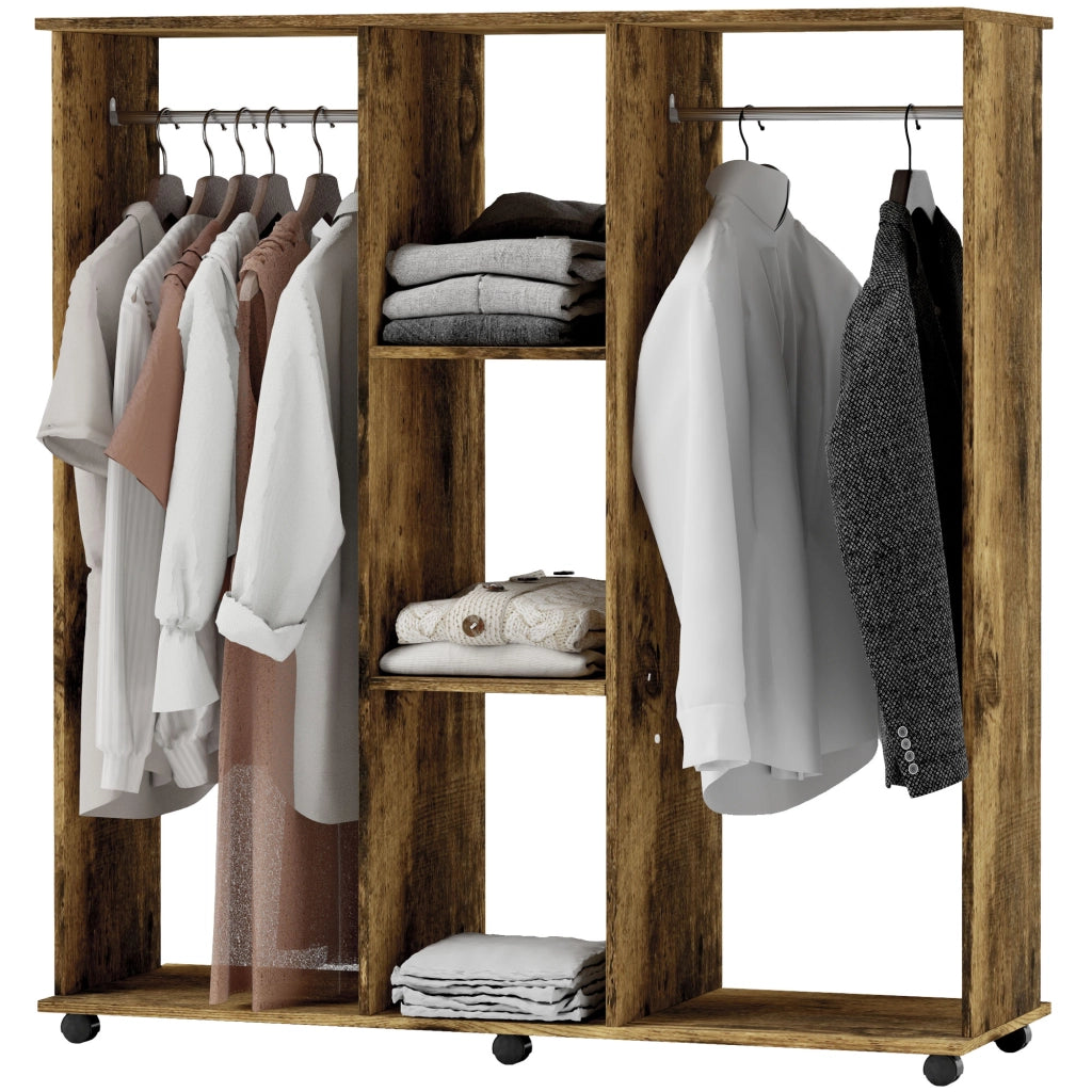 Armadio scorrevole con appendiabiti ¨C zephmum ¨C 120x40x128 cm marrone