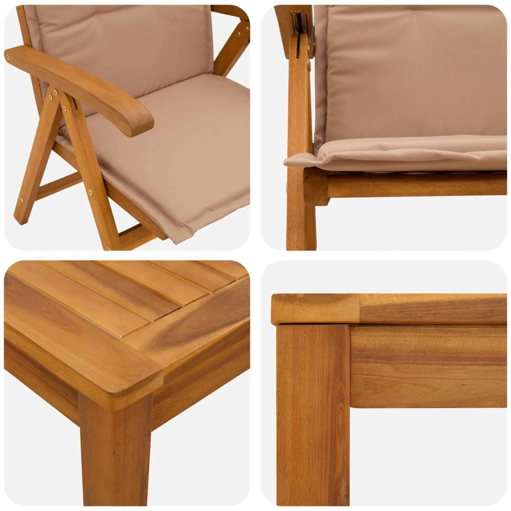 Set da pranzo da giardino da 9 pezzi 9 pz Naturale 3434629