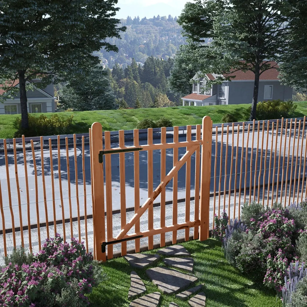 Cancello Singolo Recinzione Legno Nocciolo Impregnato 100x120cm 142597